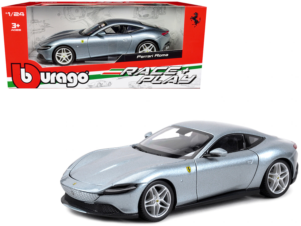 Ferrari Roma Gray Metallic 'Race + Play' Series 1/24 Diecast Model Car by Bburago