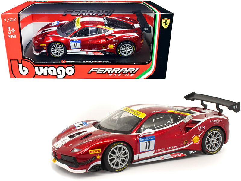 Ferrari 488 Challenge #11 Candy Red with White Stripes 'Ferrari Racing' 1/24 Diecast Model Car by Bburago