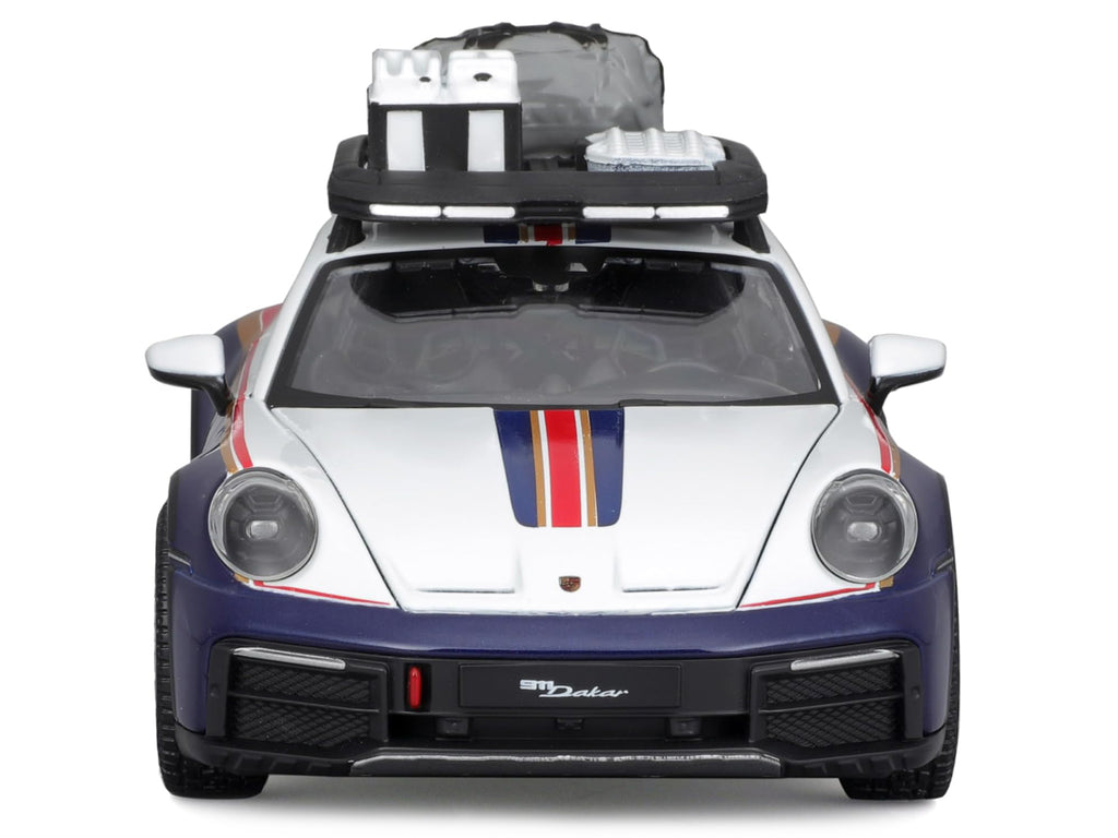 Porsche 911 Dakar #953 'Roughroads Porsche' Blue and White with Stripes and Roof Rack 'Race' Series 1/24 Diecast Model Car by Bburago
