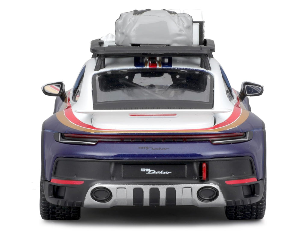 Porsche 911 Dakar #953 'Roughroads Porsche' Blue and White with Stripes and Roof Rack 'Race' Series 1/24 Diecast Model Car by Bburago