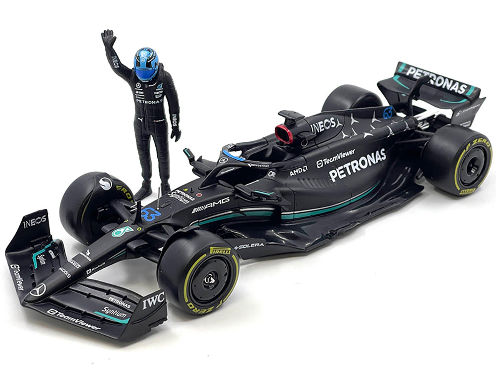 Mercedes-AMG W14 E Performance #63 George Russell 'Petronas' Formula One F1 World Championship (2023) with Driver Figure 1/24 Diecast Model Car by Bburago