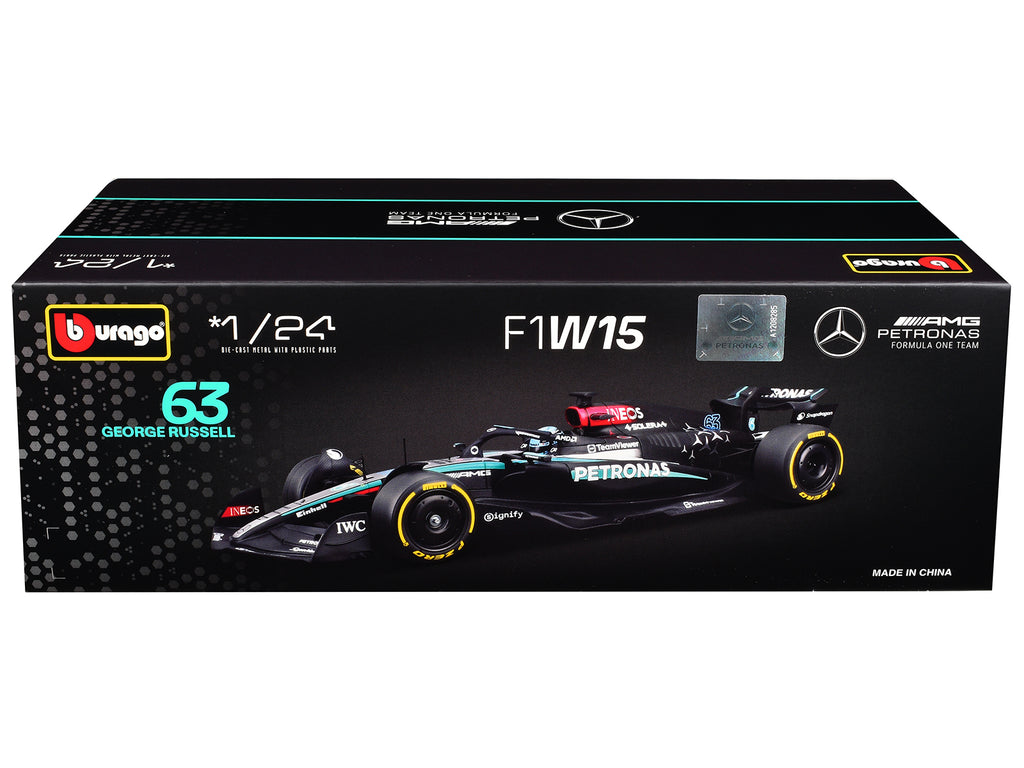 Mercedes-AMG F1 W15 E Performance #63 George Russell 'Petronas' Formula One F1 'World Championship' (2024) 1/24 Diecast Model Car by Bburago