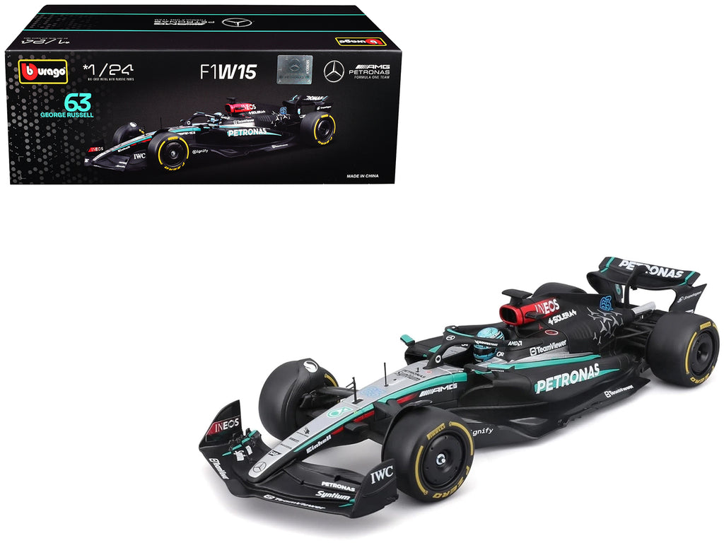 Mercedes-AMG F1 W15 E Performance #63 George Russell 'Petronas' Formula One F1 'World Championship' (2024) 1/24 Diecast Model Car by Bburago