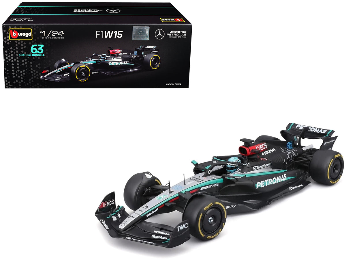 Mercedes-AMG F1 W15 E Performance #63 George Russell 'Petronas' Formula One F1 'World Championship' (2024) 1/24 Diecast Model Car by Bburago