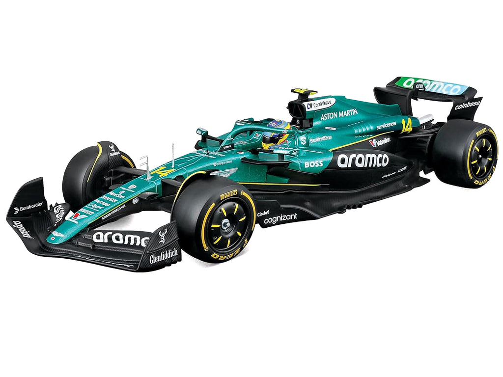 Aston Martin AMR25 #14 Fernando Alonso 'Aramco' Formula One F1 'World Championship' (2025) 1/24 Diecast Model Car by Bburago