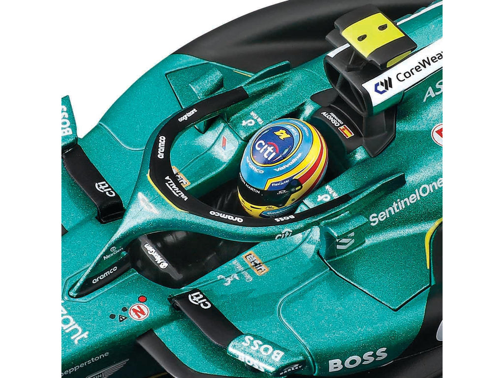 Aston Martin AMR25 #14 Fernando Alonso 'Aramco' Formula One F1 'World Championship' (2025) 1/24 Diecast Model Car by Bburago