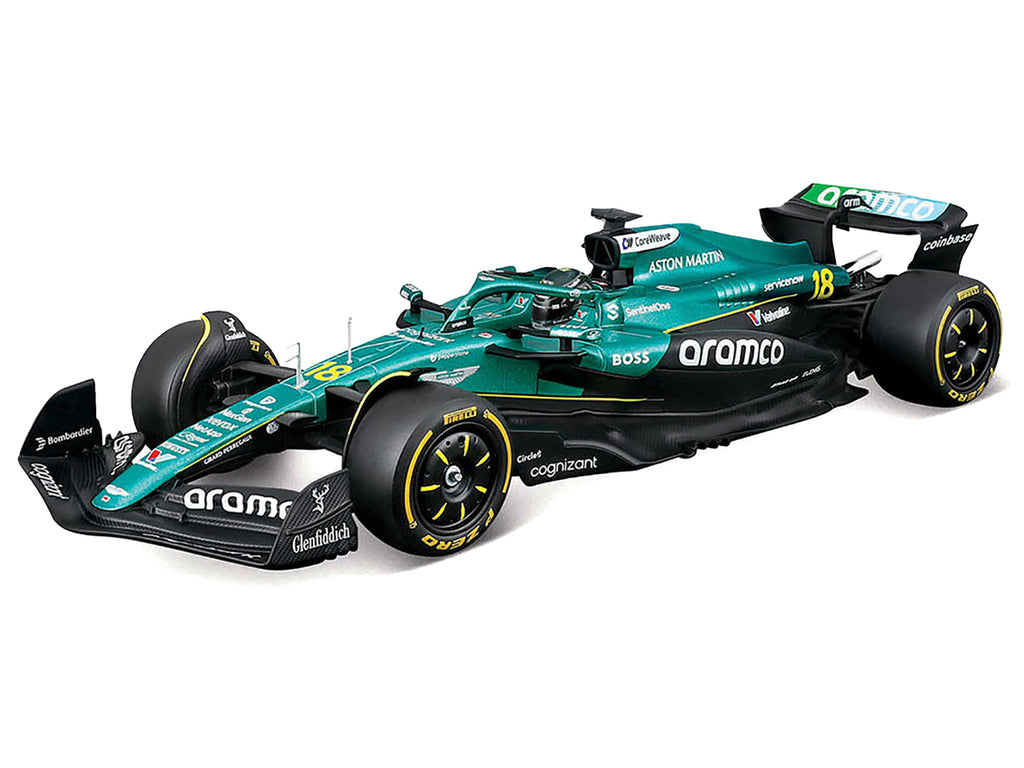 Aston Martin AMR25 #18 Lance Stroll 'Aramco' Formula One F1 'World Championship' (2025) 1/24 Diecast Model Car by Bburago