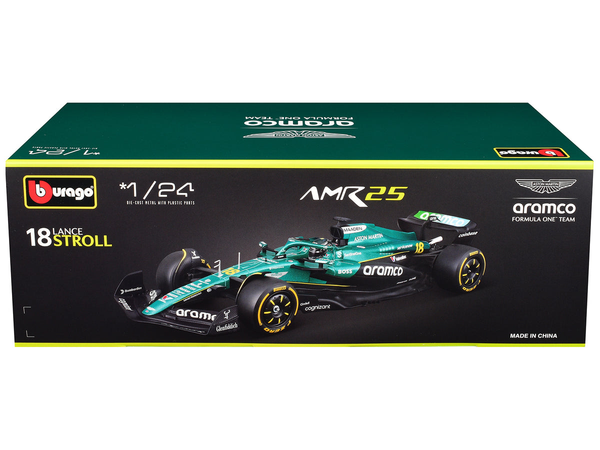 Aston Martin AMR25 #18 Lance Stroll 'Aramco' Formula One F1 'World Championship' (2025) 1/24 Diecast Model Car by Bburago