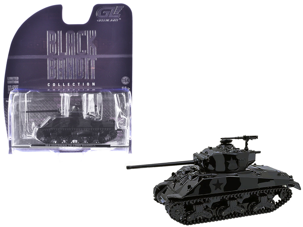 M4 Sherman 76 Long Barrell Tank Black Camouflage 'Black Bandit' Series 30 1/64 Diecast Model Car by Greenlight