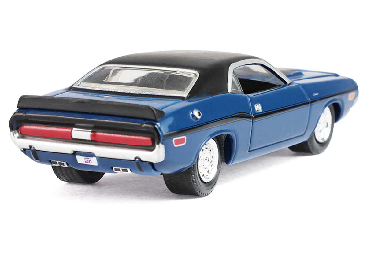 1970 Dodge Challenger Blue with Black Top 'America 250 Edition' 'Anniversary Collection' Series 18 1/64 Diecast Model Car by Greenlight