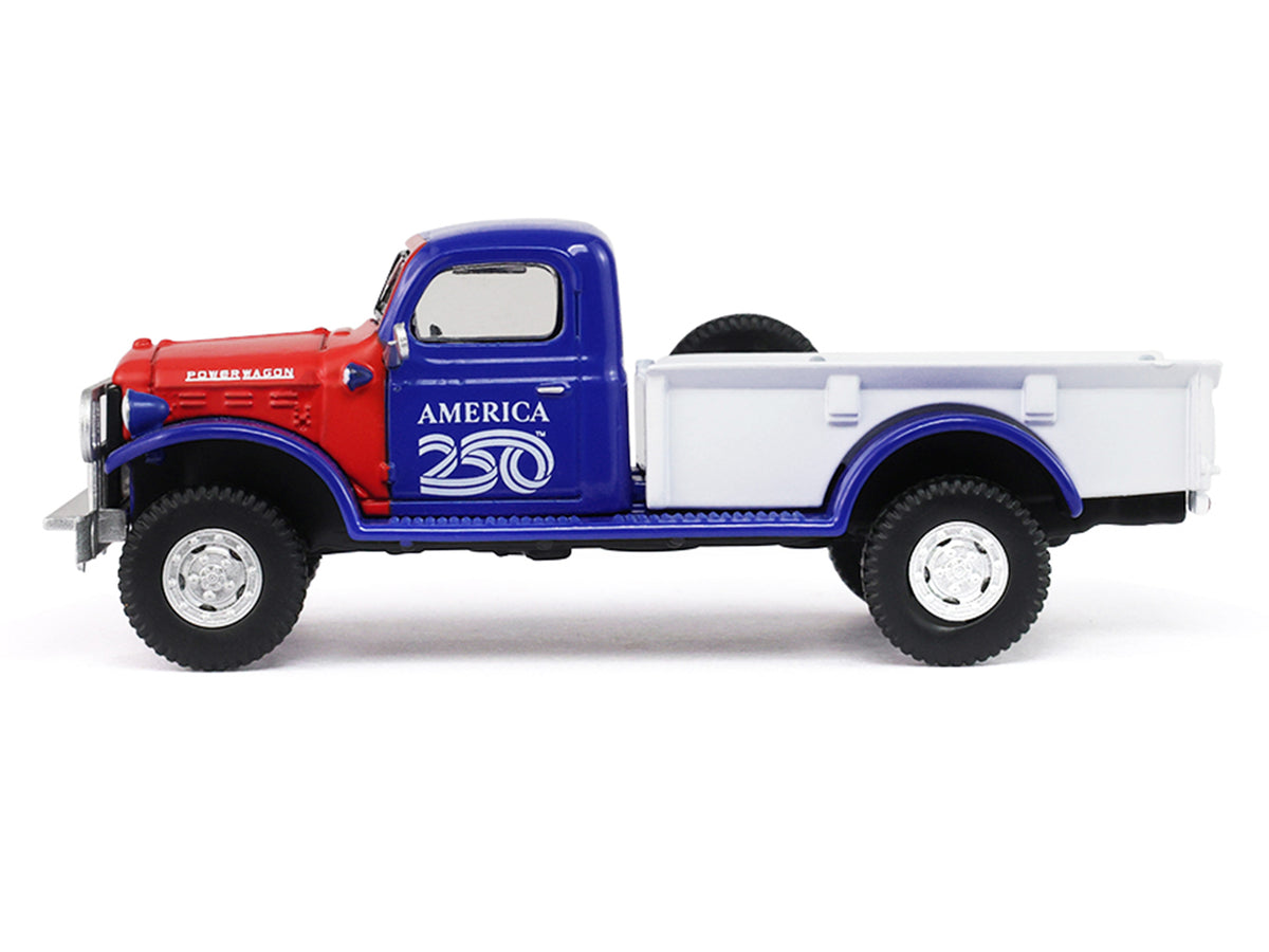 1946 Dodge Power Wagon Pickup Truck Red White and Blue 'America 250 Edition' 'Anniversary Collection' Series 18 1/64 Diecast Model Car by Greenlight