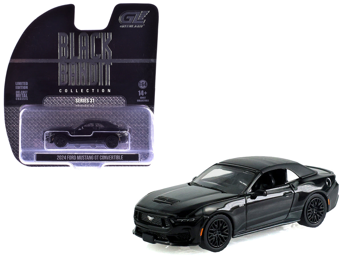 2024 Ford Mustang GT Convertible Black 'Black Bandit' Series 31 1/64 Diecast Model Car by Greenlight