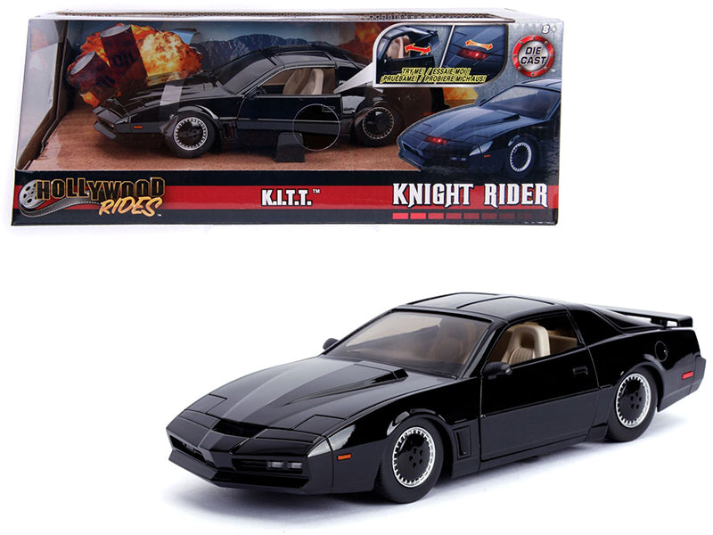 1982 Pontiac Firebird Trans Am Black with Light K.I.T.T. 'Knight Rider' (1982) TV Series 'Hollywood Rides' Series 1/24 Diecast Model Car by Jada