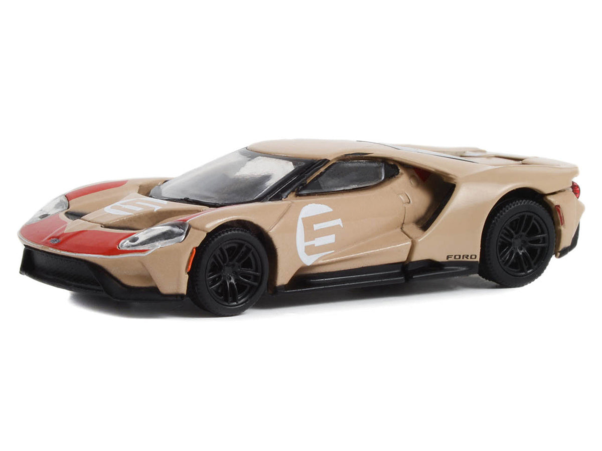 2022 Ford GT Heritage Edition #5 Holman-Moody '1966 24 Hours of Le Mans Ford 1-2-3 Sweep Tribute' Gold Metallic with Red Accents 'Hobby Exclusive' Series 1/64 Diecast Model Car by Greenlight