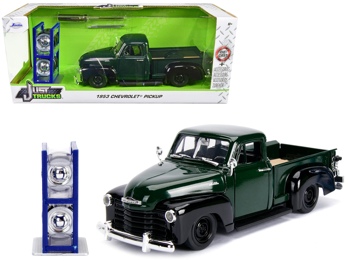 1953 Chevrolet 3100 Pickup Truck Green with Extra Wheels 'Just Trucks' Series 1/24 Diecast Model Car by Jada