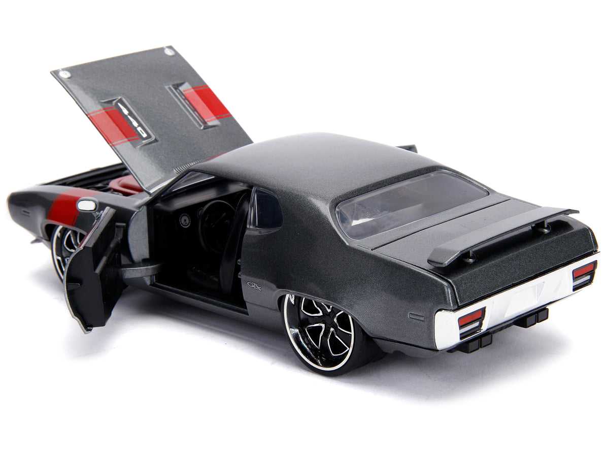 1972 Plymouth GTX 440 Metallic Gray with Red Stripe 'Bigtime Muscle' 1/24 Diecast Model Car by Jada