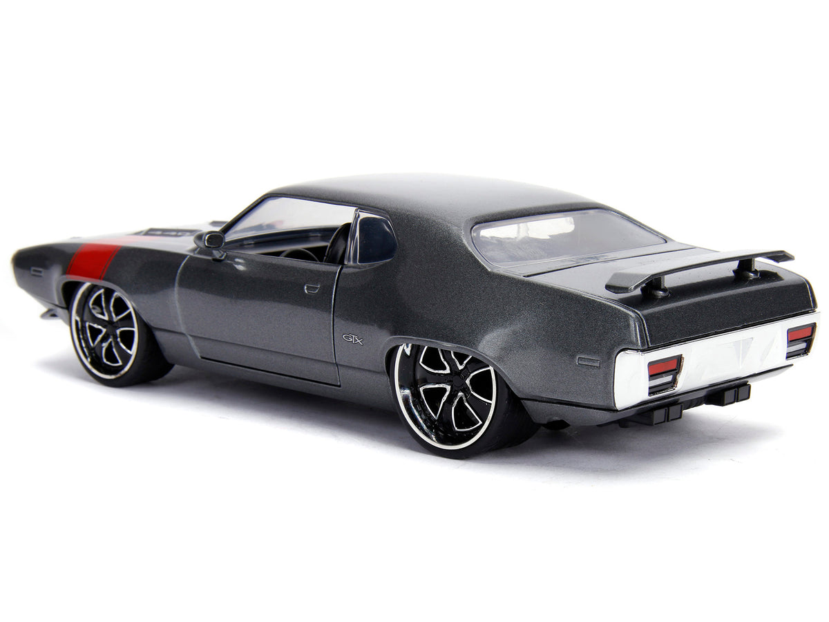 1972 Plymouth GTX 440 Metallic Gray with Red Stripe 'Bigtime Muscle' 1/24 Diecast Model Car by Jada