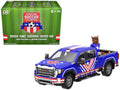 2022 GMC Sierra 3500 HD Pickup Truck Blue with American Soccer Graphics with Bison Figure 'International Soccer Celebration '26' Series 1/64 Diecast Model Car by Greenlight
