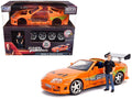 Model Kit Toyota Supra Metallic Orange with Brian Diecast Figure 'Fast & Furious' Movie 'Build N' Collect' 1/24 Diecast Model Car by Jada