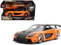 Han's Mazda RX-7 RHD (Right Hand Drive) Orange Metallic and Black '25 Years of Fast & Furious' 'The Fast and the Furious: Tokyo Drift' (2006) Movie 'Fast & Furious' Series 1/32 Diecast Model Car by Jada