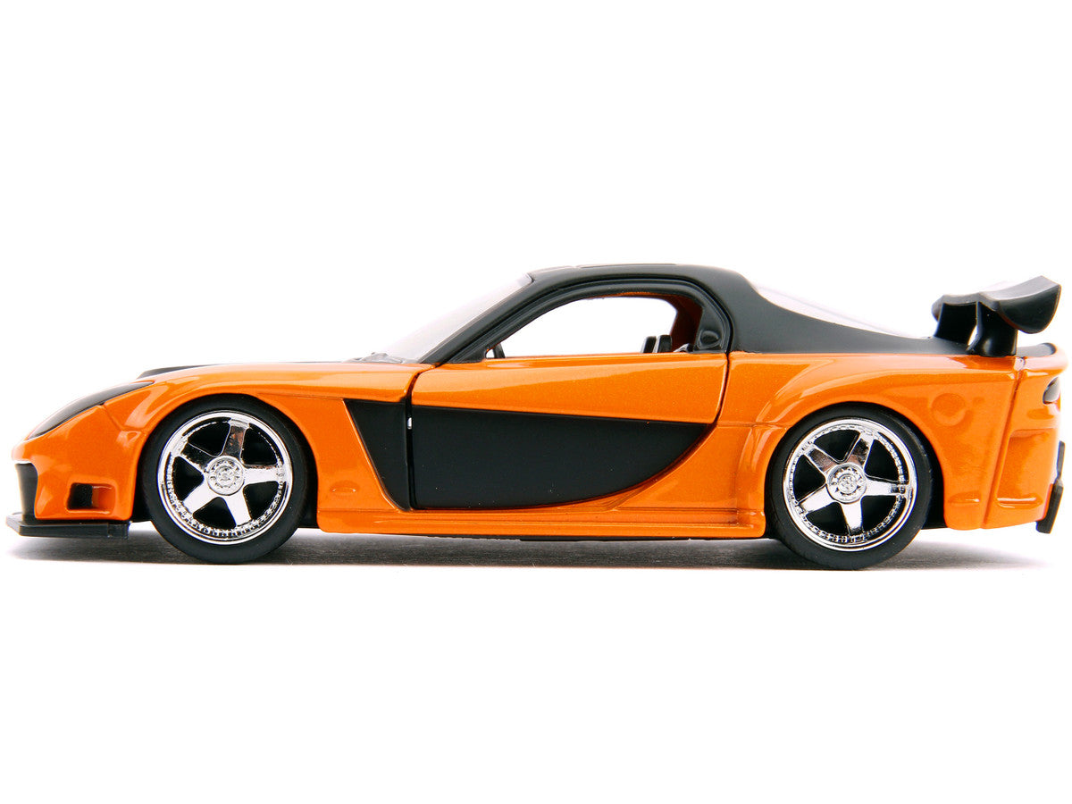Han's Mazda RX-7 RHD (Right Hand Drive) Orange Metallic and Black '25 Years of Fast & Furious' 'The Fast and the Furious: Tokyo Drift' (2006) Movie 'Fast & Furious' Series 1/32 Diecast Model Car by Jada