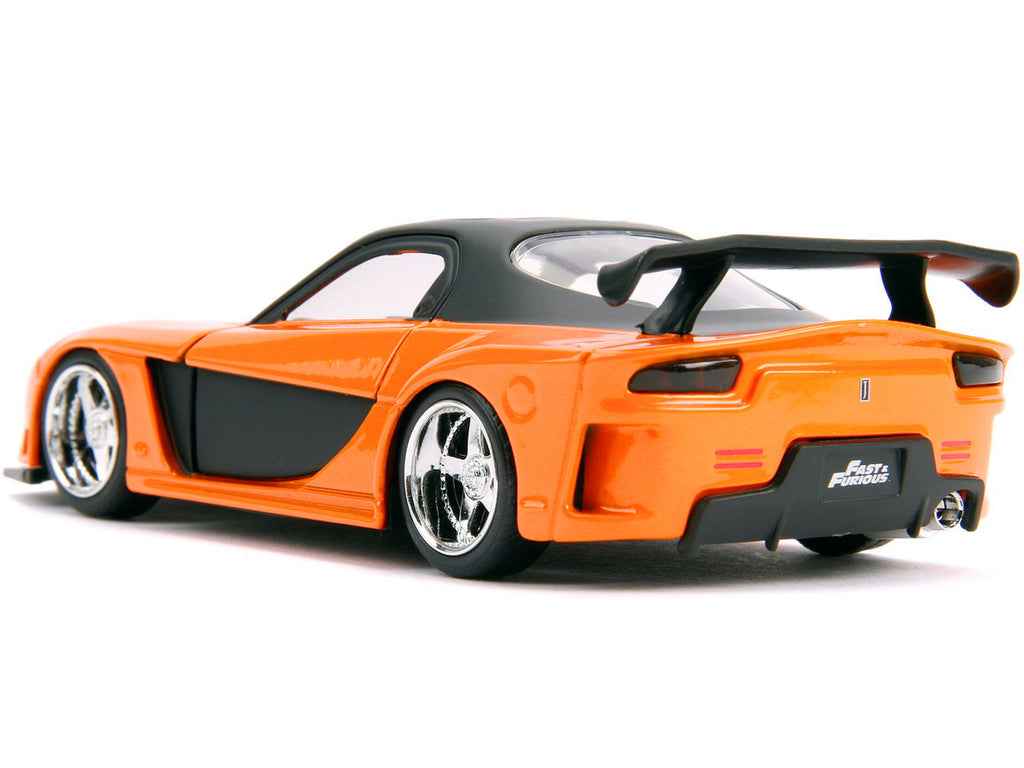 Han's Mazda RX-7 RHD (Right Hand Drive) Orange Metallic and Black '25 Years of Fast & Furious' 'The Fast and the Furious: Tokyo Drift' (2006) Movie 'Fast & Furious' Series 1/32 Diecast Model Car by Jada