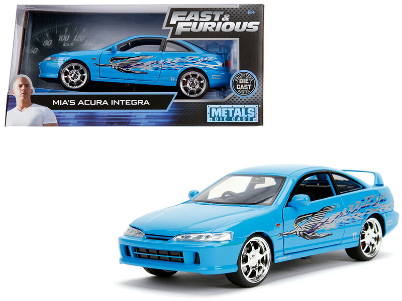 Mia's Acura Integra RHD (Right Hand Drive) Blue 'The Fast and the Furious' Movie 1/24 Diecast Model Car by Jada