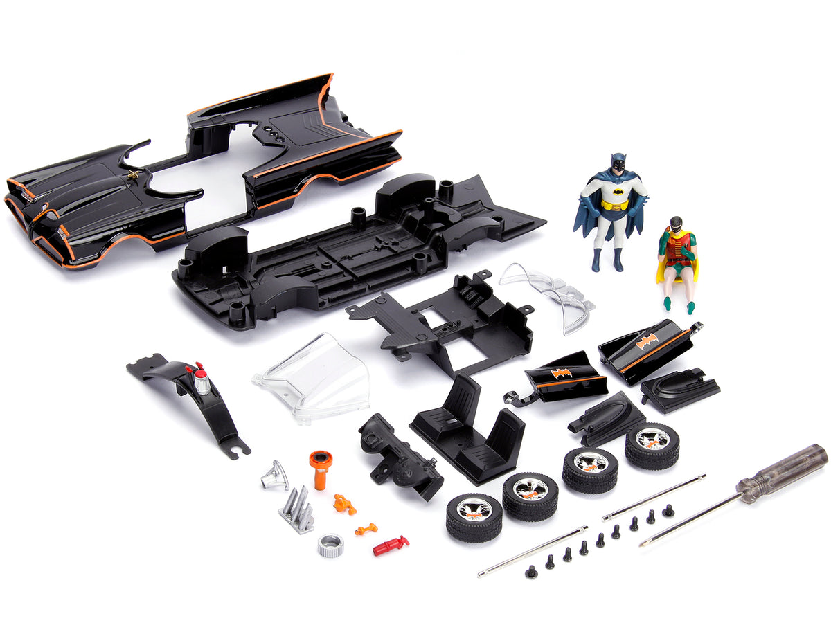 Model Kit Classic Batmobile Black with Batman Diecast Figure 'Batman' (1966-1968) TV Series 'Build N' Collect' 1/24 Diecast Model Car by Jada