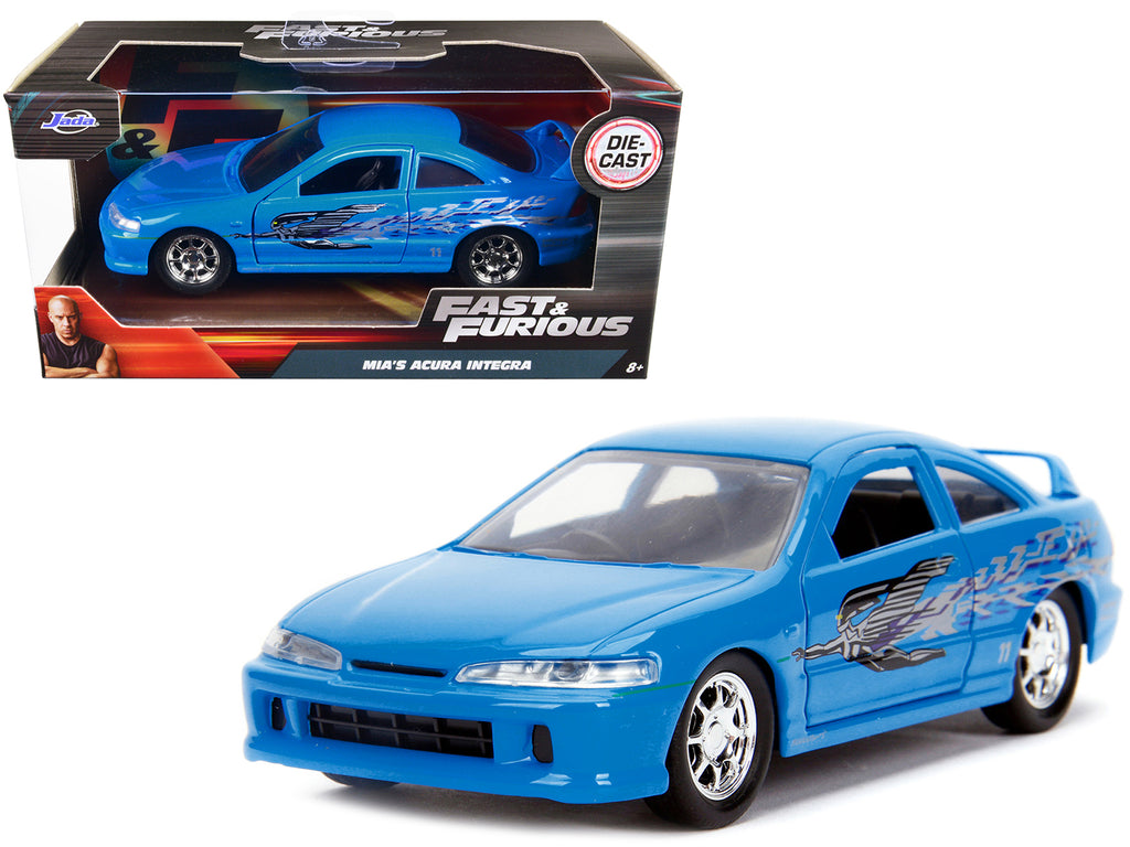 Mia's Acura Integra Light Blue with Graphics 'Fast & Furious' Movie 1/32 Diecast Model Car by Jada