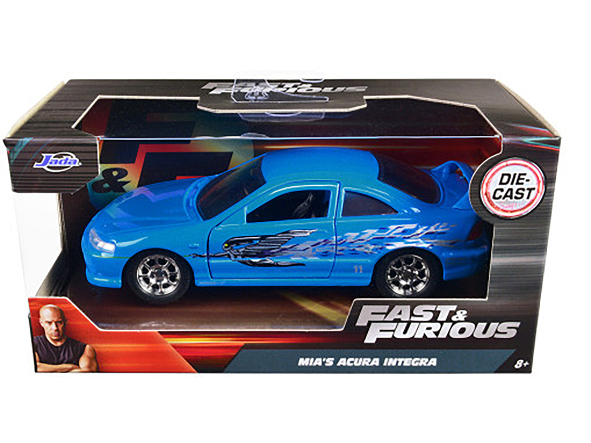 Mia's Acura Integra Light Blue with Graphics 'Fast & Furious' Movie 1/32 Diecast Model Car by Jada