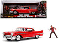 1958 Cadillac Series 62 Red with Freddy Krueger Diecast Figurine 'A Nightmare on Elm Street' Movie 1/24 Diecast Model Car by Jada