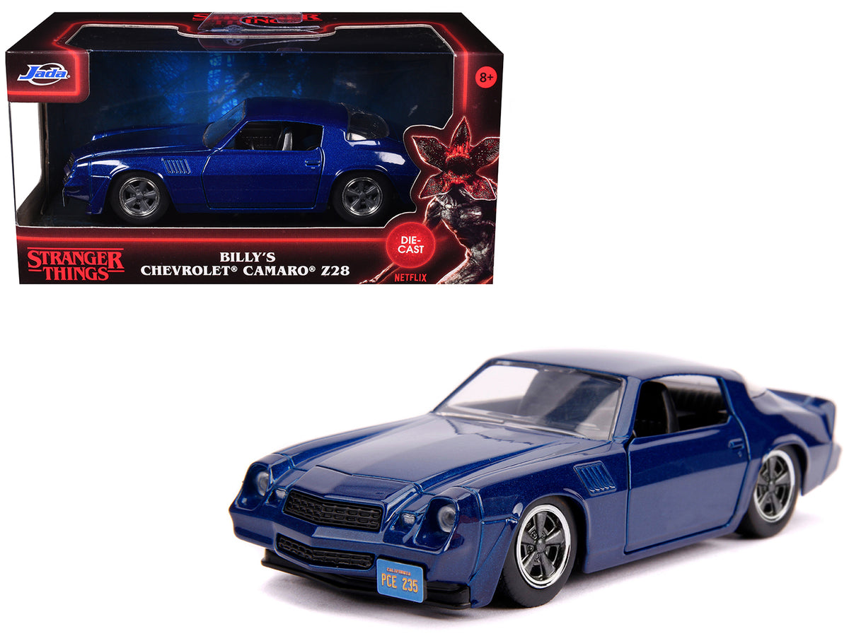 Billy's Chevrolet Camaro Z28 Metallic Dark Blue 'Stranger Things' (2016) TV Series 'Hollywood Rides' 1/32 Diecast Model Car by Jada