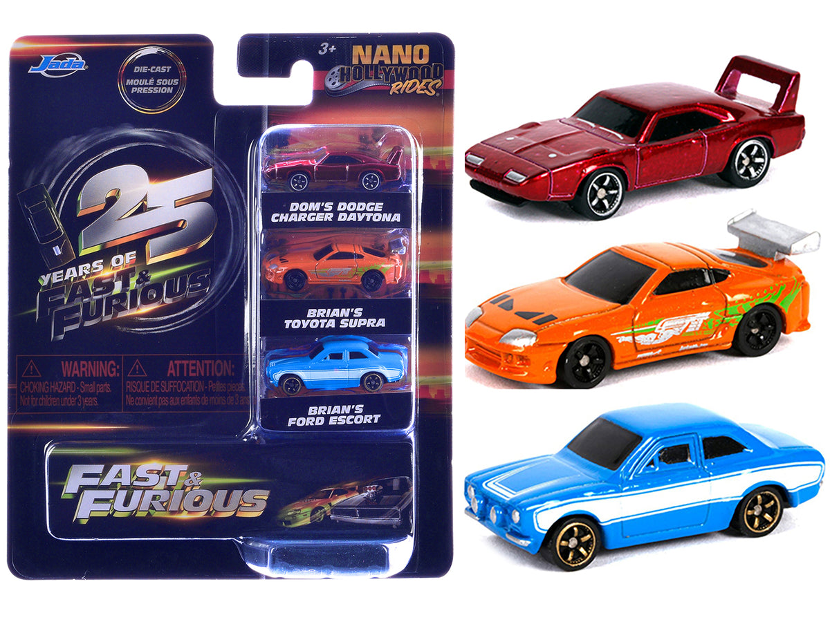 'Fast & Furious 25th Anniversary' 3 piece Set #2 'Nano Hollywood Rides' Diecast Model Cars by Jada