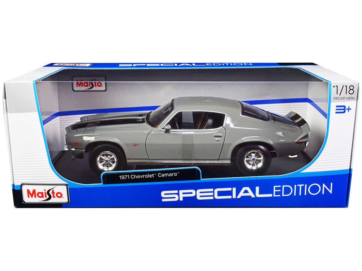 1971 Chevrolet Camaro Gray with Black Stripes 'Special Edition' 1/18 Diecast Model Car by Maisto