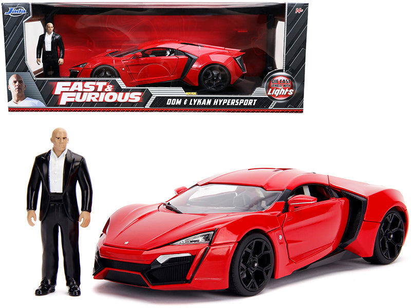 Lykan Hypersport Red with Lights and Dom Figurine 'Fast & Furious' Movie 1/18 Diecast Model Car by Jada