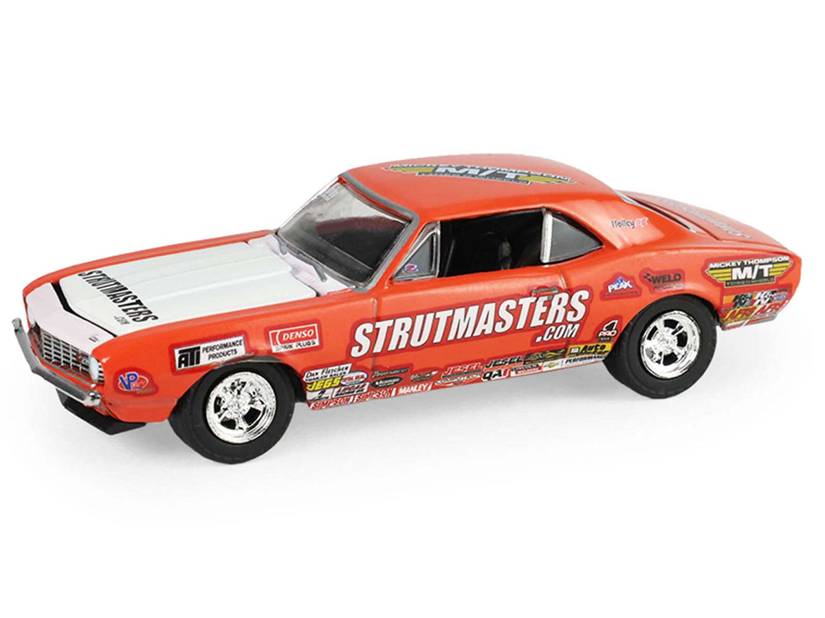 1969 Ford F-250 Pickup Truck Red and 1969 Chevrolet Camaro Z28 'Dan Fletcher' Orange with White Hood 'NHRA Safety Team' with Enclosed Car Trailer 'Racing Hitch & Tow' Series 6 1/64 Diecast Model Cars by Greenlight