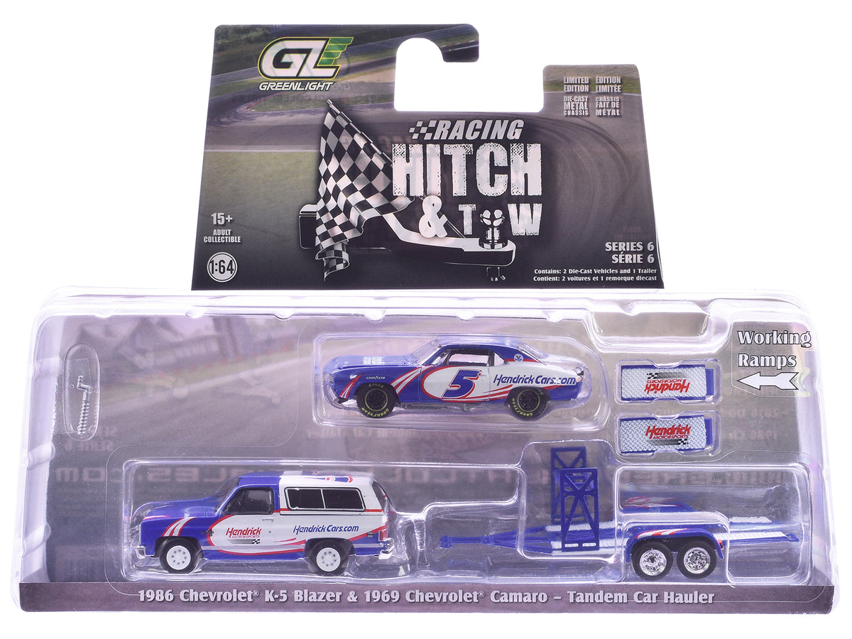 'Racing Hitch & Tow' Series #6 Set of 3 pieces 1/64 Diecast Model Cars by Greenlight