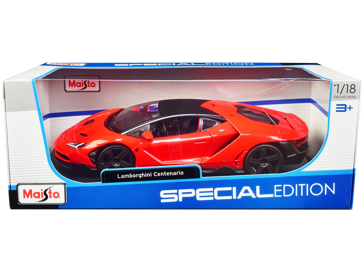 Lamborghini Centenario Orange with Matt Black Top 'Special Edition' 1/18 Diecast Model Car by Maisto
