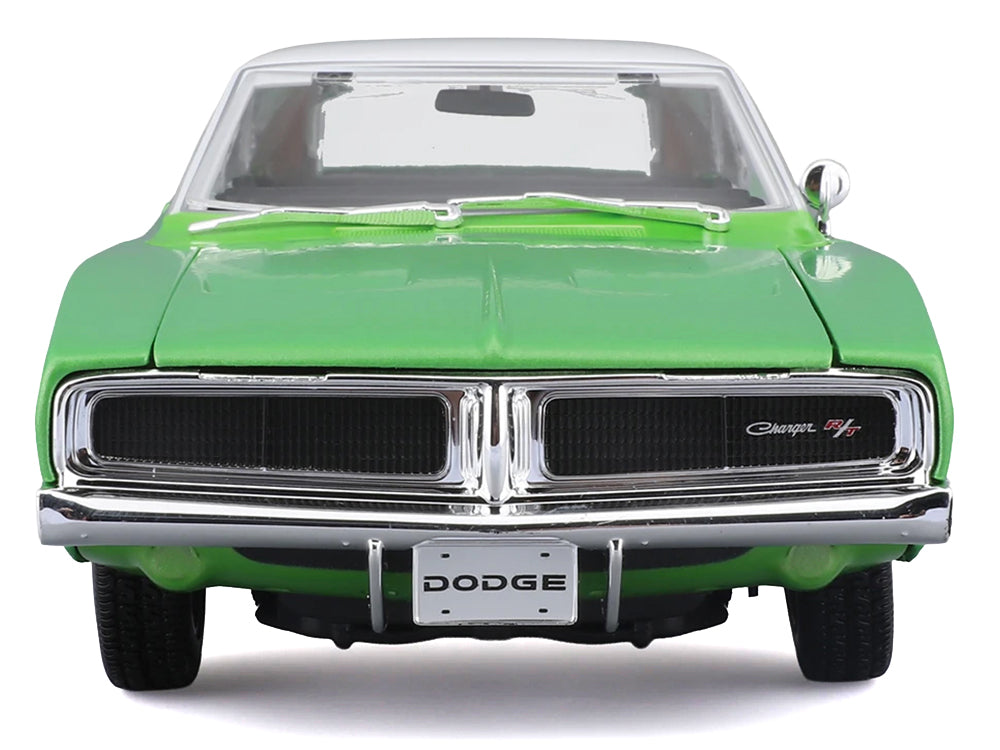 1969 Dodge Charger R/T Green Metallic with White Top and Tail Stripe 'Special Edition' Series 1/18 Diecast Model Car by Maisto