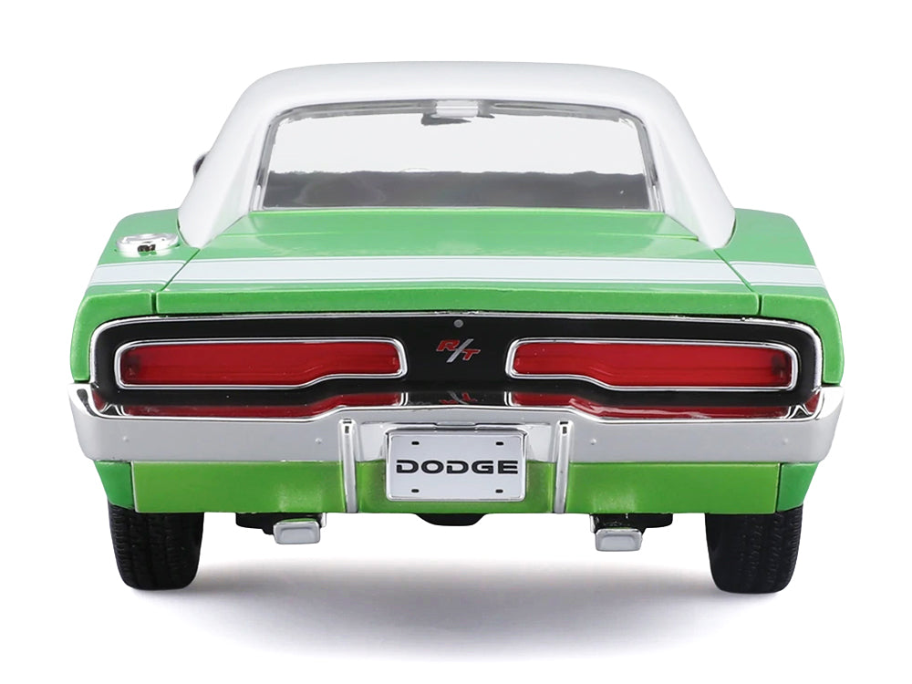 1969 Dodge Charger R/T Green Metallic with White Top and Tail Stripe 'Special Edition' Series 1/18 Diecast Model Car by Maisto