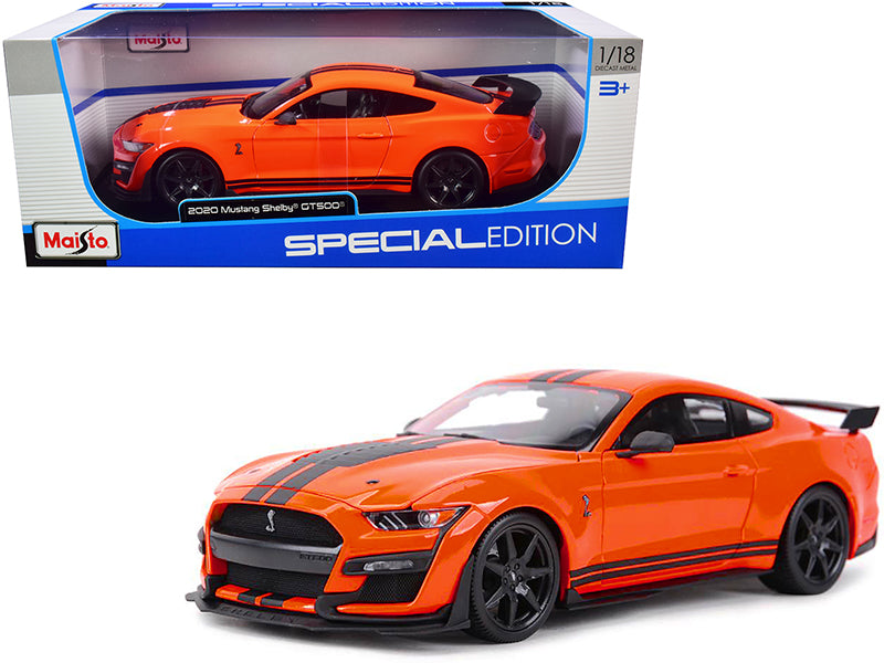 2020 Ford Mustang Shelby GT500 Orange with Black Stripes 'Special Edition' 1/18 Diecast Model Car by Maisto