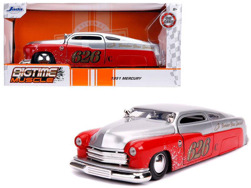 1951 Mercury Silver and Red #626 'Holley' 'Bomber Bros Special' 'Bigtime Muscle' 1/24 Diecast Model Car by Jada