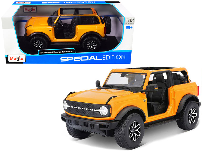 2021 Ford Bronco Badlands Orange Metallic 'Special Edition' 1/18 Diecast Model Car by Maisto