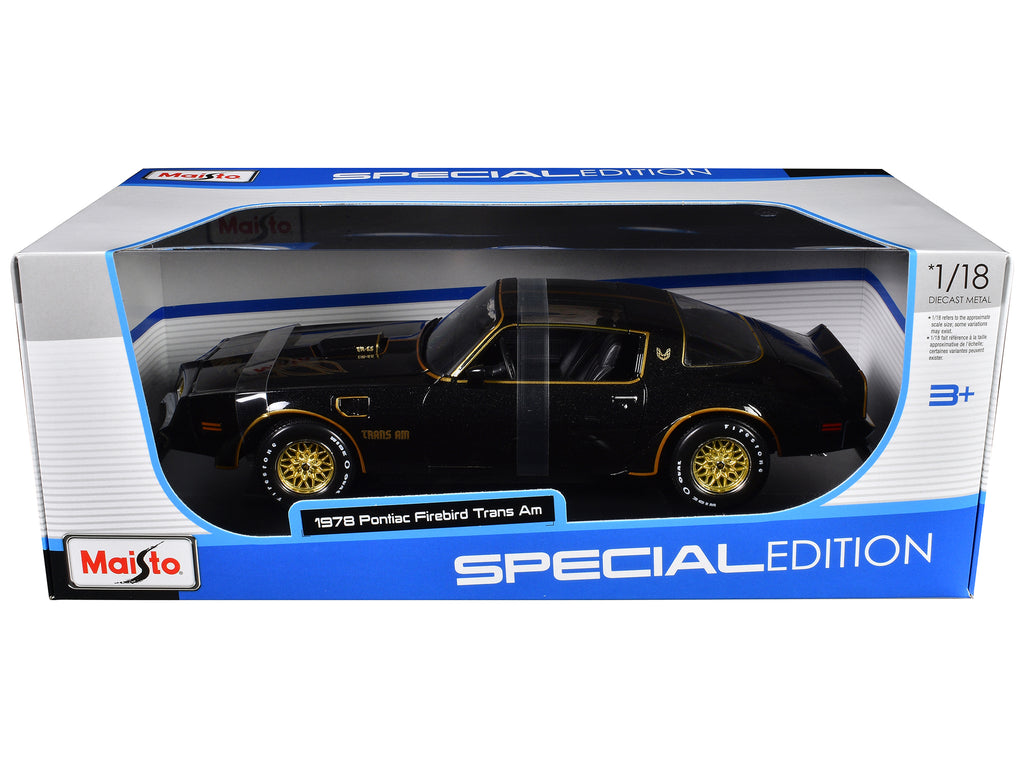 1978 Pontiac Firebird Trans Am Black Metallic with Hood Graphics 'Special Edition' Series 1/18 Diecast Model Car by Maisto