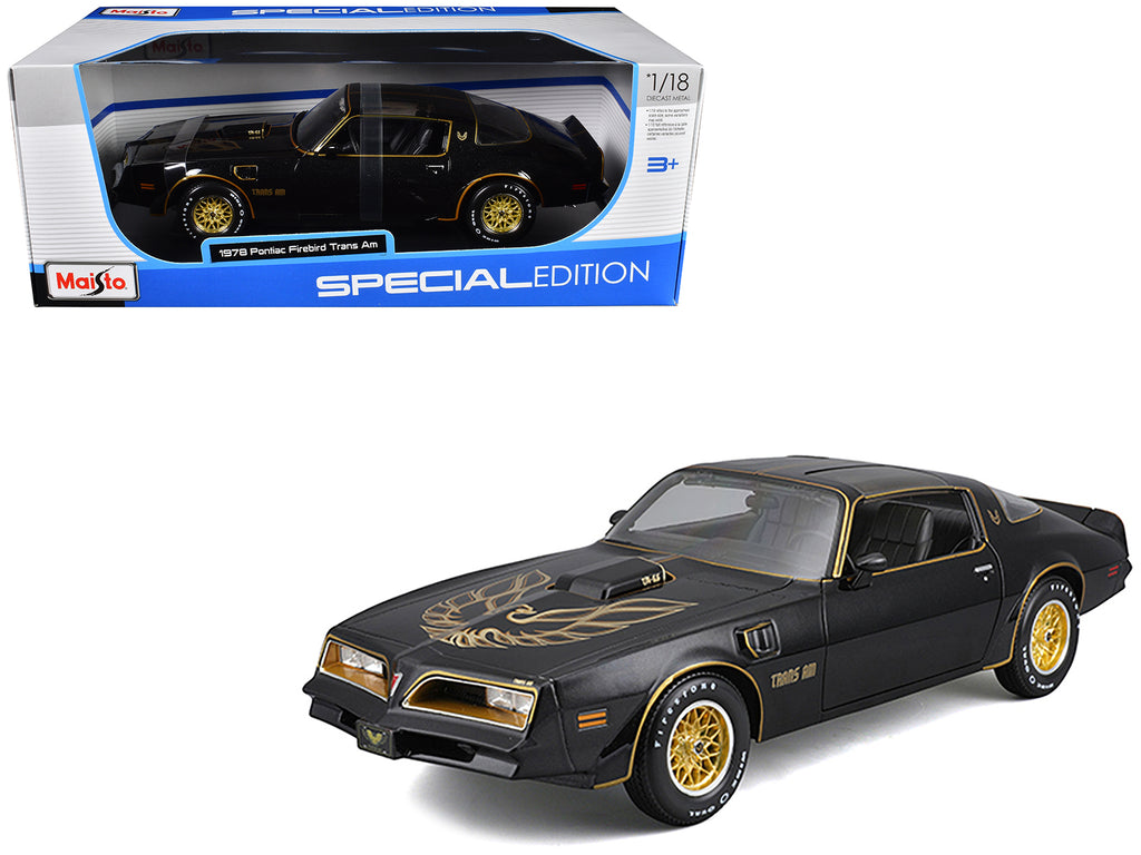 1978 Pontiac Firebird Trans Am Black Metallic with Hood Graphics 'Special Edition' Series 1/18 Diecast Model Car by Maisto