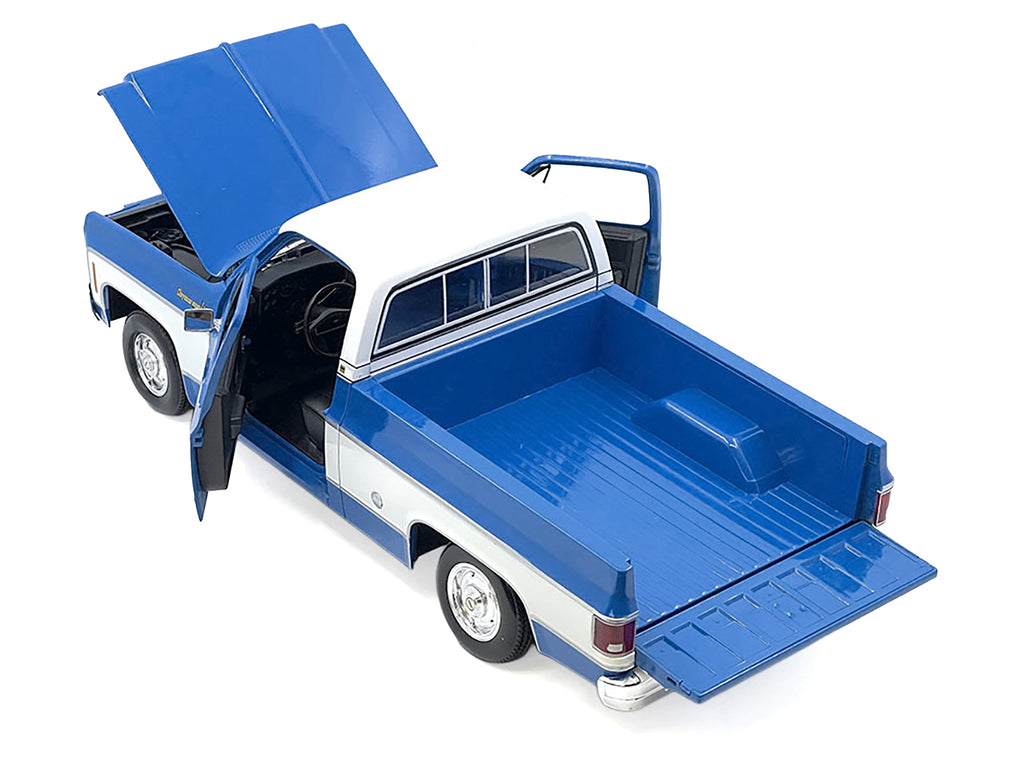 1974 Chevrolet C10 Cheyenne Super Pickup Truck Blue and White 'Special Edition' Series 1/18 Diecast Model Car by Maisto