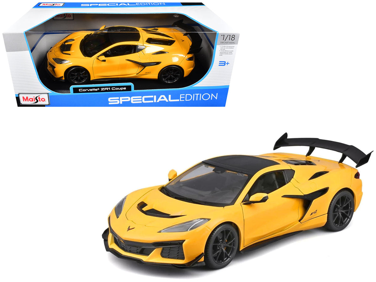 Chevrolet Corvette ZR1 Coupe Yellow with Carbon Top 'Special Edition' Series 1/18 Diecast Model Car by Maisto