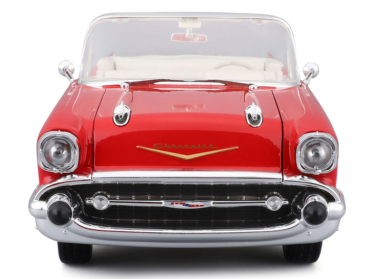 1957 Chevrolet Bel Air Convertible Red with White Interior 'Special Edition' Series 1/18 Diecast Model Car by Maisto