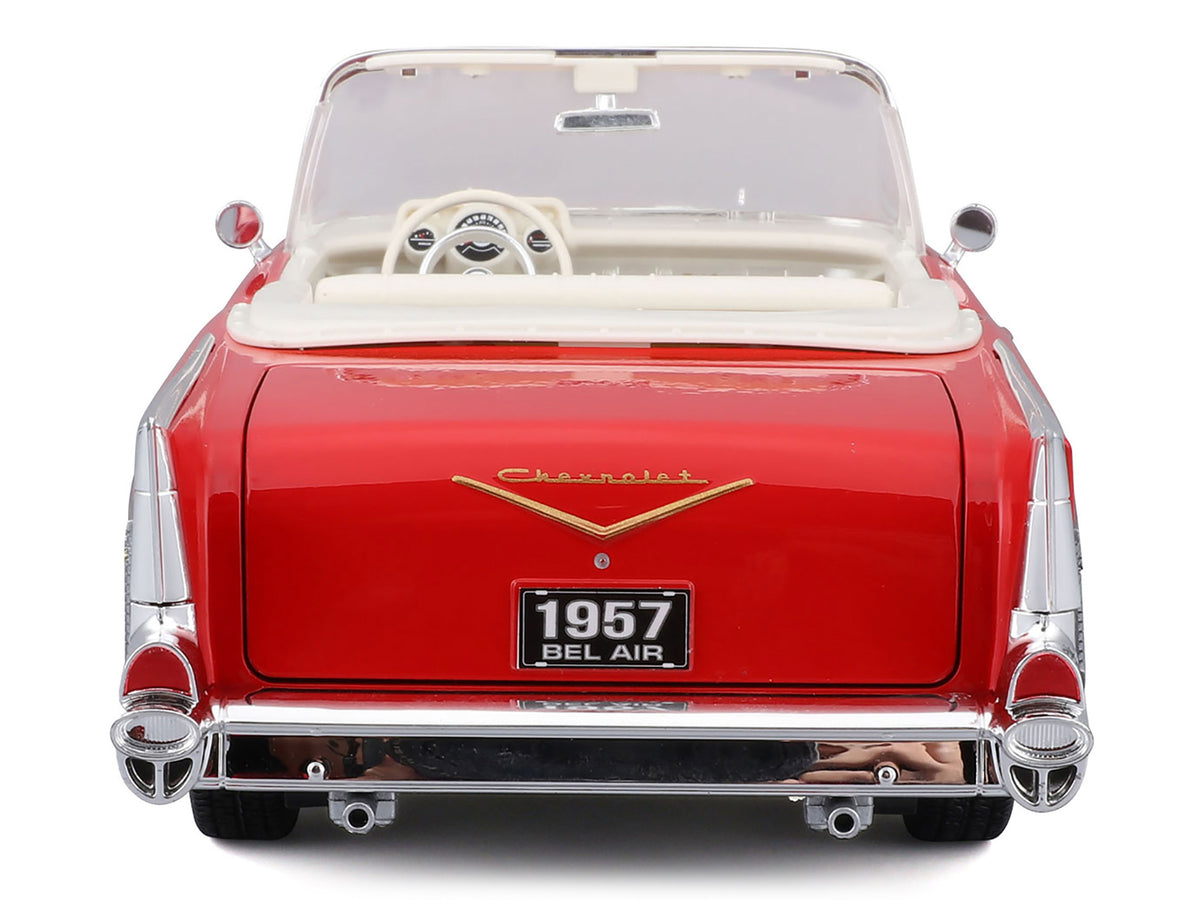 1957 Chevrolet Bel Air Convertible Red with White Interior 'Special Edition' Series 1/18 Diecast Model Car by Maisto