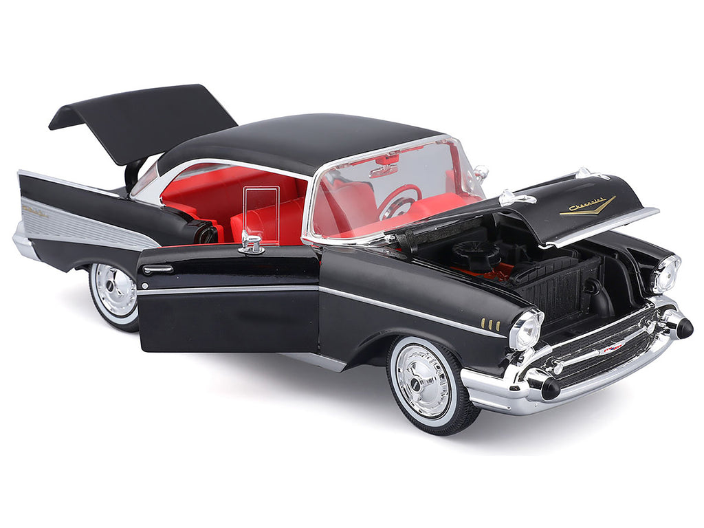1957 Chevrolet Bel Air Coupe Black with Red Interior 'Special Edition' Series 1/18 Diecast Model Car by Maisto